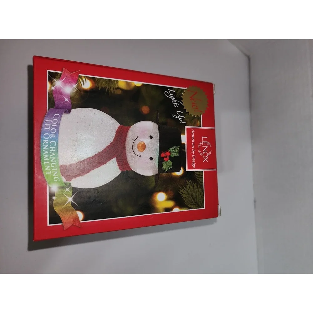 Lenox Wonder‎ Ball Snowman with Top Hat Lit Color Changing